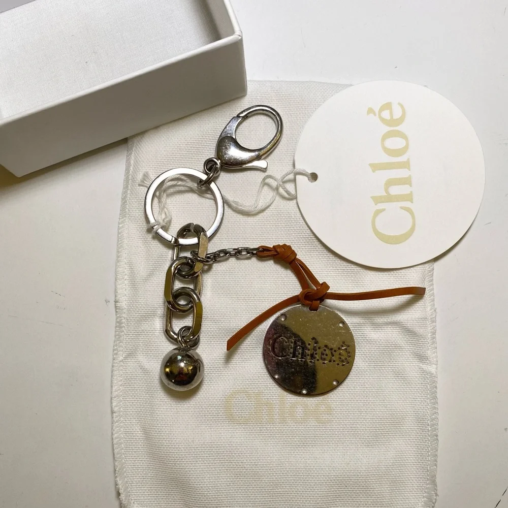 Chloe Metal w/ Leather Strap Keyring/Bag Charm Key Chain